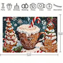 A Christmas Milk Tea Cake Gingerbread Man Pattern Garage Door Curtain Decorative Background Banner Background Cloth, Used For Party Background, Holiday Celebration, Photography Background Sign Poster Decoration Supplies, A Variety Of Sizes Can Be Selected