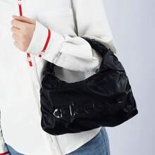 Adidas 阿迪达斯经典款三叶草标志印花拉链无袖PU云朵腋下手提包迷你托特包女士 - 黑色 - 查看 3