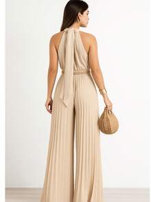 Pleated Jumpsuit For Weddings And Special Events - 米色 - 查看 3