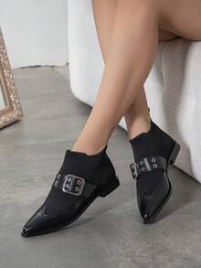 Giày bốt cổ ngắn thời trang nữ, bốt ngắn, bốt Chelsea, bốt, giày tiệc Giáng sinh - màu đen - Xem 16