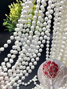 196.85in/4mm/6mm Fashion Ornament Crafts Faux White Pearl Beads Garland, Decorative Pearls,Beautiful Elegant White Pearl Strands Spool Pearl String Bead Roll Pearl Garland For Wedding Party Birthday Jewelry Accessories Wedding Birthday Party Decoration DIY Crafts Cake Decorating Cake Topper Cake Decorations Cake Decor Cake Decorating Tools