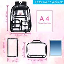 Clear Backpack, Heavy Duty Transparent Bookbag For Girls, Cute School See Through Backpacks For Teens Elementary - Black - màu đen - Xem 2