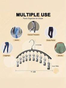 10/2/1pc Clothes Hanger, Hanging Rack Space-Saving Curved Hanger For Yoga Pants And Leggings - Closet Organizer With 10 Clips, Pants Socks Hanger For Clothes Shops,Spring,Minimalist,Summer Tops Closet Storage Space-Saving Legging Organizer With 10 Clips - Multicolor - View 7