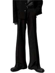 Men's Flare Baggy Dress Pants Wide Leg Pleated Casual Slacks Office Business Suit Trousers With Pockets, 2025 Style VHGQ - 黑色 - 查看 9