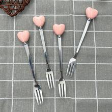 1/4/10件組心形手柄不鏽鋼餐具套組,包含甜點匙、咖啡匙、小匙、小叉與水果叉,適用於咖啡攪拌、水果與甜點食用 - 彩色 - 查看 15