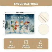 1/4/6/8/12/300pcs Christmas Slogan & Snowman Pattern Digital Print Polyester Placemats, Size 12*18 Inches, Thickened Washable Linen Tableware Set, Suitable For Holiday Parties, Home Dining Atmosphere Decoration, Hotel Banquet Holiday Decoration.