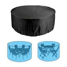 Outdoor Table And Chair Furniture Dust Cover For Courtyard Garden Balcony Waterproof Oxford Cloth Round Table Covers - Black - View 5