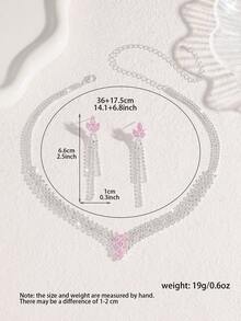5 件微镶嵌锆石几何设计优雅首饰套装：项链、耳环、手链和戒指，适合女性日常通勤、婚礼、派对、节日、节日礼物 - 精緻項鍊套裝 - 查看 9