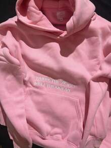 Sleeves, Threadedcasual 2D Printed Women's Hooded Sweatshirt - 粉色 - 查看 2