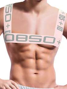 Fashion Men Sexy Shoulder Straps Chest Bondage Elastic Band Harness Muscle Halter Belt Men Bodysuite Clubwear Club Party Costume And Men's Bikini - 粉色 - 查看 6