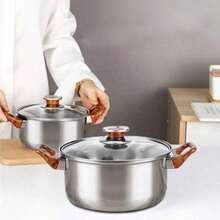 5 piezas Juego De Ollas De Sopa De Acero Inoxidable - Plateado - Ver 5