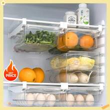 Refrigerator Egg Storage Box Drawer Style Food Fruit Egg Rack Egg Holder Household Plastic Fresh-Keeping Box