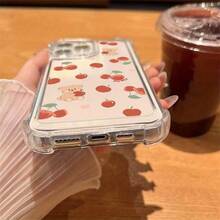 Funda protectora anticaídas con diseño de cereza para phone. Resistente a caídas y con buen agarre. Compatible con las series 16, 15, 14, 13, 12, 11 y X. - transparente - Ver 4