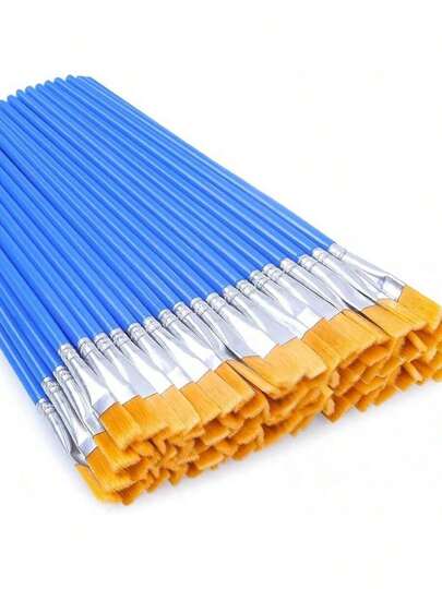 Pinceles pequeños a granel, Anezus 50 piezas Juego de pinceles planos con punta redonda para pintura acrílica, pinceles para el aula, acrílico, acuarela, lienzo, pintura facial