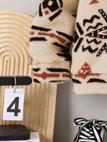 Felpa con grafica geometrica in pile per ragazzi 8-12 anni, felpa casual con maniche lunghe in morbido pile, adatta per uscite informali, shopping, inverno