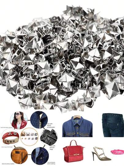 100/200pcs/Pack Metal Spikes Square Studs Rivets Punk Rock Leather Craft Four Claw Rivets On Clothes Shoes Bracelets