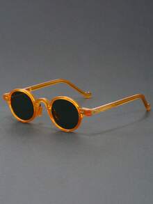 Orange retro kleine runde Brille für Frauen und Männer, klassisch, Luxus-Markendesigner, populäre Steampunk-Töne, Hip-Hop-Mode-Brille