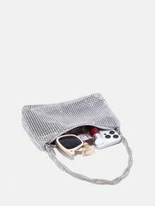 Glamorous, Elegant, Exquisite, Quiet Luxury Glitter Bling, Sequin, Luxury, Shiny Women's Shoulder Bag, Large Capacity Clutch Bag Evening Bag, Dinner Bag Rhinestone For Party Girl, Woman, Bride Perfect For Party, Wedding, Prom, Dinner/Banquet , New Year - Silver - View 7