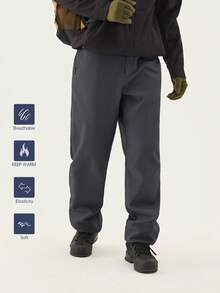 TECTOP 男士秋冬季徒步裤，抓绒内衬，弹力透气，松紧腰带，拉链口袋，户外滑雪徒步裤 - 深灰色 - 查看 4