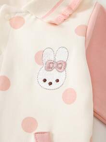 Baby Girl Polka Dot Rabbit 1st Birthday Outfit, Infant Jumpsuit, Spring/Autumn - Pink - View 7