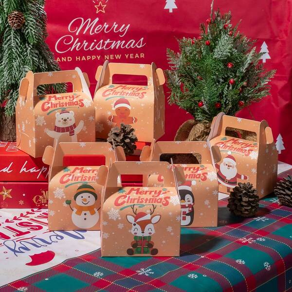 6 قطع/12 قطعة/24 قطعة صندوق حلوى عيد الميلاد، 6 أنماط مختلفة، مناسبة لديكورات عيد الميلاد ورأس السنة الجديدة، ديكورات الحفلات. ديكورات المنزل لعيد الميلاد ديكورات الغرفة الشتوية