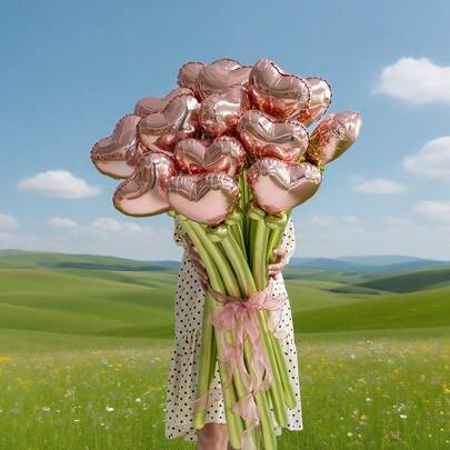 30 piezas Ramo de globos con forma de corazón DIY - Globos de látex largos y globos de lámina de corazón de 10 pulgadas, recuerdos de fiesta para fiestas, cumpleaños, bodas, compromisos, Año Nuevo, San Valentín, decoraciones y celebraciones al aire libre (Champán, Oro, Rojo)