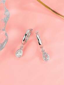 1 pereche elegantă cercei cu zirconiu și picături de apă, potriviți pentru purtare zilnică, cadou de Ziua Îndrăgostiților