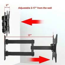 Full Motion TV Wall Mount For Most 26-55 Inch TVs, Articulating Arms Swivel And Tilt Tv Mount, Wall Mount Brackets Max VESA 400x400, Holds Up To 77 Lbs. - 黑色 - 查看 4