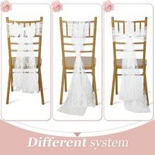 1/5/10/20pcs, 7 X 108 Inch Vintage White Lace Embroidered Chair Sash, Boho Farmhouse Style Bow & Floral Chair Cover, Home Decor, Wedding Supplies, Wedding Venue Decoration, Suitable For Weddings, Bridal Showers, Birthday Parties, Rustic Theme Events, Holiday Parties, All Seasons Chair Sash