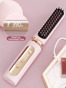 全新 USB 可充电便携式离子直发梳，防毛躁秀发，紧凑型设计丰盈秀发器，无线充电直发器，多功能，无损