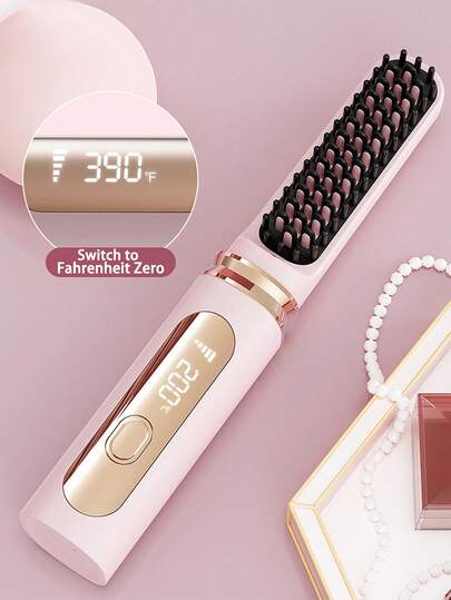 全新 USB 可充电便携式离子直发梳，防毛躁秀发，紧凑型设计丰盈秀发器，无线充电直发器，多功能，无损