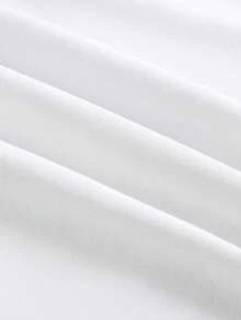 Camiseta de manga corta con estampado de NEWPORT de cuello redondo, playeras para mujer, blusas gráficas para mujer - Blanco - Ver 4