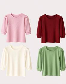 Women's 3/4 Sleeve Casual Blouse With Cotton Touch, Zero Transparency, Elegant Fit, Round Neck - trắng - Xem 2