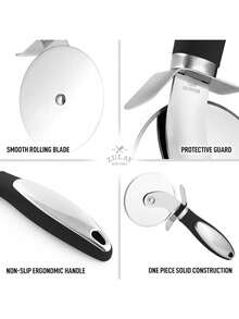 Pizza Cutter Wheel, Stainless Steel Slicer,  Sharp Funny Classic Cutters, Kitchen Gadget With Finger Guard Protects, For Pizza Lovers For Easy Dishwasher Cleaning - màu đen - Xem 6