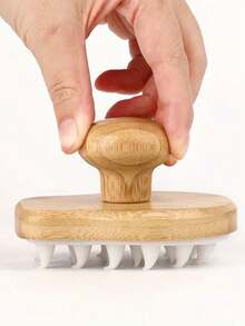 1/2 paquets Brosse à shampoing en bois de bambou, brosse de massage en silicone, brosse multifonctionnelle pour la maison, brosse de bain, brosse de nettoyage, brosse de massage en silicone Nanzhu