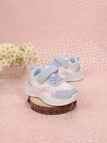 2-10 Years Old Girls Glitter Butterfly Decor Hook And Loop Soft Bottom Comfortable Flat Shoes, Easy To Wear And Take Off, Glitter Patchwork Casual Sneakers, Non-Slip Durable Sole Low-Top Fashion Cute Non-Slip Skate Shoes, Suitable For Outdoor Sports, Walking, Home, School, Running, All Seasons
