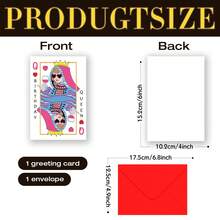 1 pieza Tarjeta de cumpleaños divertida, Tarjeta de cumpleaños de la Reina de Corazones, Tarjeta de cumpleaños de moda con sobre, adecuada para mamá, novia, hermana, hija, artículo especial, linda y elegante