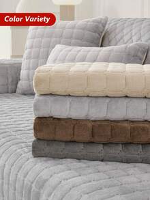1PC Flannel Solid Color Checkered Quilted Sofa Cushion Non-Slip Seat Pad Machine Washable Sofa Cover, Suitable For Furniture Sofa Protection, Room Living Room Office Bedroom Decoration Modern Minimalist Style, Fits 1-4 Seater Modular Sectional Sofa Cover Pad - Multicolor - View 8