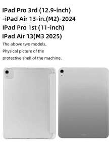 Individuell bedruckbarer transparenter Stifthalter, graue flache Tablet-Hülle, kompatibel mit iPad Mini6/Mini7/Air/Air2/9.7/10.2/10.5/Air4/Air5/10.9/Pro 11-Zoll/10. Gen/Air 11-Zoll (M2) 2024/Pro 11-Zoll (M4) 2024/Air 11-Zoll (M3) 2025/iPad (A16) 11 Zoll 11. Generation 2025, Multi-Fold Multi-Winkel-Ständer, integrierter Stiftschlitz, TPU Soft Edge Schutz, magnetischer Auto-Sleep/Wake, minimalistisches/lässiges/personalisiertes/hochwertiges/kreatives Design. (Produkt enthält keinen Stylus) - Grau - Übersicht 10