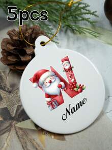 LICVIC Custom Christmas Decorations With Name, Personalized Christmas Tree Decorations, Customized Christmas Gifts, Customizable Christmas Craft Supplies, Diy Ornaments, Kids Souvenirs, Party Decorations, Round/Heart-Shaped/Star-Shaped Pendant, Ceramics, Garden, Room Decor, Cartoon, Boy, Girl, Kids, Family - Style a - View 11