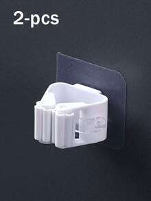 8/4pcs Hanging Mop Storage Rack With Locks, Bathroom Drill-Free Mop Clip Hanger Hooks, Plastic Broom Storage Rack, Wall-Mounted Mop And Broom Organizer Clips, Adhesive Mop Storage Rack, Multi-Function Tool Organizer Clips For Bedroom, Garden, Bathroom, Home, Dorm, Space-Saving Storage Holder, Cleaning Accessories, Household Tools - White - View 12