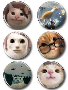 1 件 4.4 厘米/1.73 英寸图案安全别针徽章、纽扣徽章、胸针徽章，适合佩戴在衣服、包包、背包上，是送给家人和朋友的有趣礼物