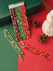 36支装圣诞木质铅笔套装（带橡皮擦），彩色趣味铅笔大包装（带橡皮擦）新奇文具书写用品，冬季节日派对礼物奖励 - 文具派对礼物圣诞礼物填充物 - 彩色 - 查看 7