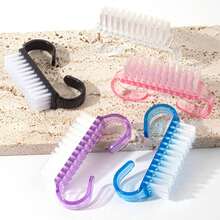 10 件指甲清洁刷指甲刷用于清洁指甲，钩针刷，带符合人体工程学的粉色手柄，清洁刷小除尘刷，去除指甲灰尘工具，塑料清洁刷美甲沙龙清洁小工具，除尘小刷子 - 彩色 - 查看 7