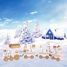 Tren de Navidad de Madera con Figura de Reno Soldado de Mueco de Nieve, Adorno de Tren de rbol de Navidad Pintado para Festivales de Navidad, Fiestas Navideas, DecoracinBlanco - Blanco - Ver 5