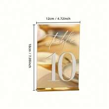 Wedding Table Number C Position! Gold/Silver Mirror Acrylic Material With Stand, Numbered 1-40 Available, Helps Guests Quickly Find Seats, Witness The Romance And Thoughtfulness Of The Wedding With Exquisite Table Numbers, Luxurious Feel, Serves As Seating Guide And Adds Upscale Ambiance To The Wedding Venue - Multicolor - View 4