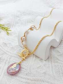 1 pièce Collier de perles baroques élégant, nouveau design minimaliste mode polyvalent affinant pour femmes, convient pour le port quotidien, le style vacances, bijoux pour femmes