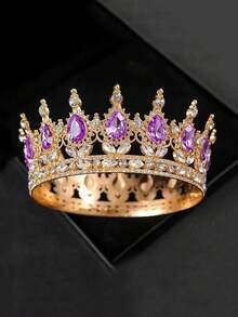 1pc Beautiful Crystal Large Crown Cake Topper, Suitable For Birthday Party Cake Decoration, Christmas, Cake Top Insert, Baking Supplies, Kitchen Essentials, Baking Decor, Baking Supplies, Cake Decorations, Bridal Crown Headpiece, Holiday Gift, Decor, Christmas Ornament, Wedding Food Decor, Back To School Party Baking Decor Set, Wedding Guest Gift