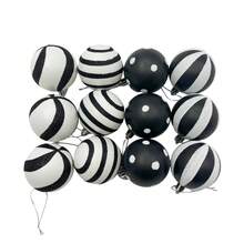 12pcs/Set 2.4 Inch Christmas Balls Ornaments, Shiny Plastic Hanging Decorations, Elf Balls, Swirl Candy Canes, Peppermint Christmas Tree Ornaments, Suitable For Christmas Tree Decoration (Black & White) Home Decor Christmas Decorations Room Decor Christmas Decorations Home Christmas Gifts Christmas Decor - Black and White Set 12 - View 6