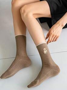 6 Paar/12 Paar Bären Muster Kniestrümpfe, unisex, Herbst/Winter